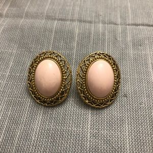 Vintage Pink Pearl Stud Earrings